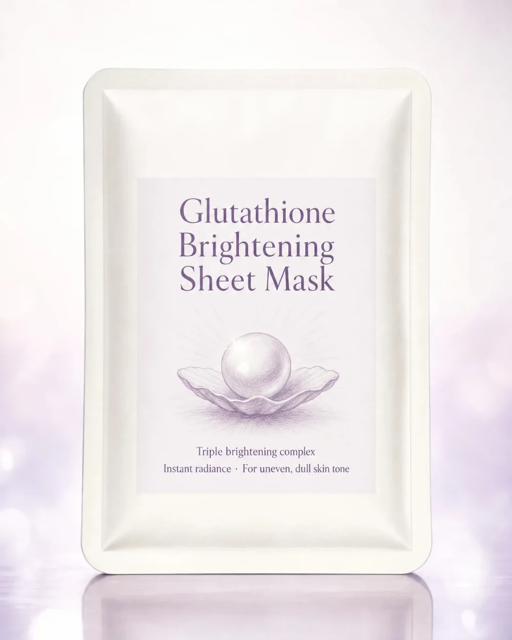 Glutathione brightening sheet mask manufactured by GZ Cosmetics Lab in Guangzhou, a category with a 5,000 to 10,000 sheet minimum order quantity